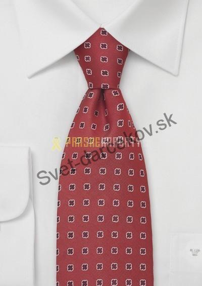 Narbonne - červená kravata s červenými kvetmi