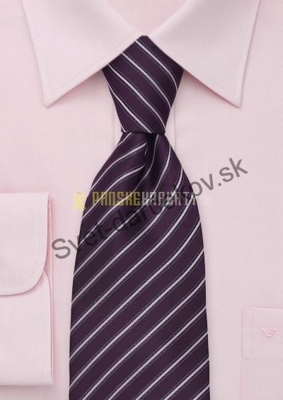 Valencia fialová kravata s orgovánovým pruhovaním