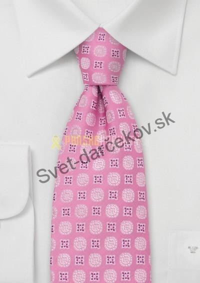 Bluten- ružová kravata s elegantným kvetovaním 