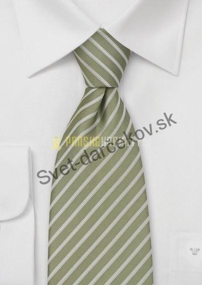 Parma olivovo zelená kravata s pruhovaním