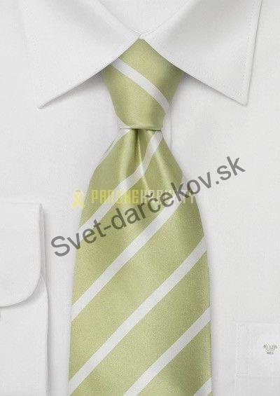 Diplomacy - Bledo zelená biznis kravata s bielymi pruhmi