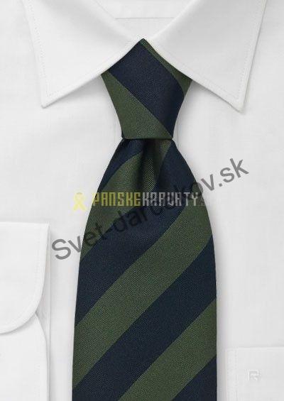 Stafford Olivovo zelená kravata s modrým pruhovaním
