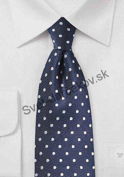 Blümerant tmavo modrá kravata s bielymi bodkami
