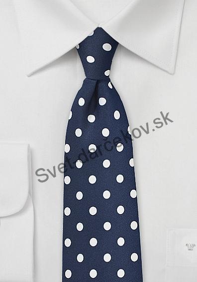 Marullo tmavo modrá kravata s bielymi bodkami