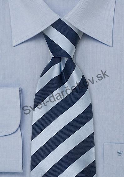 Identity Modrá kravata s bledomodrým pruhovaním