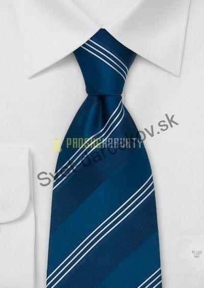 Ravenna - Modrá kravata s bielymi pruhmi