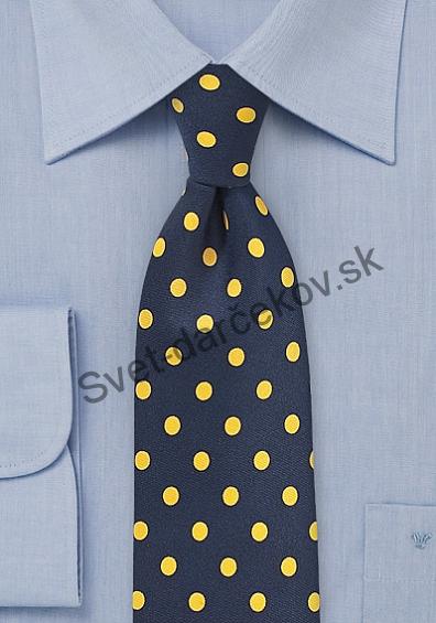 Marullo tmavo modrá kravata so zlato žltým bodkovaním
