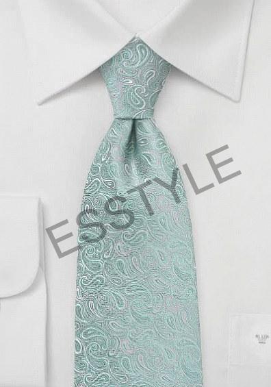 Paisley hodvábna kravata v mentolovo zelenej farbe s ornamentom