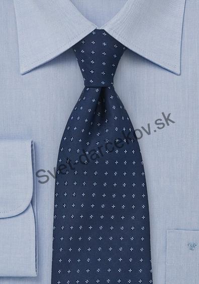 Logrono tmavo modrá kravata s bledo modrým vzorom 