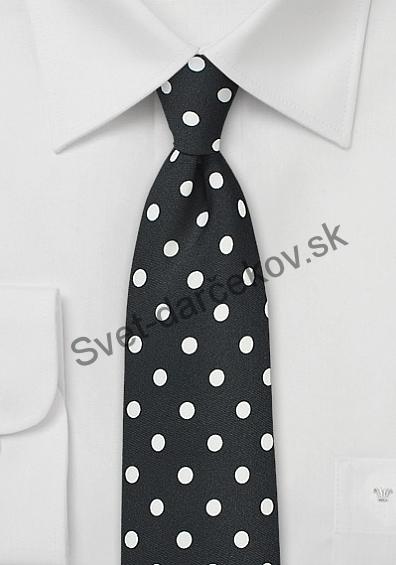 Marullo čierna kravata s bielym bodkovaním