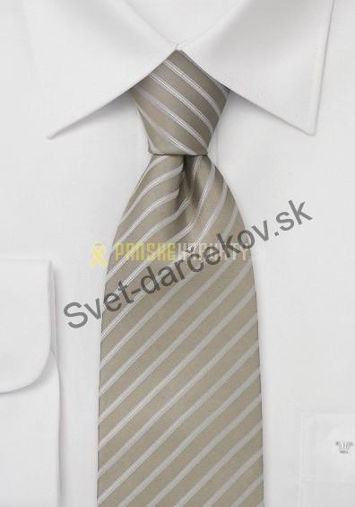 Parma krémová kravata so striebornými pruhmi
