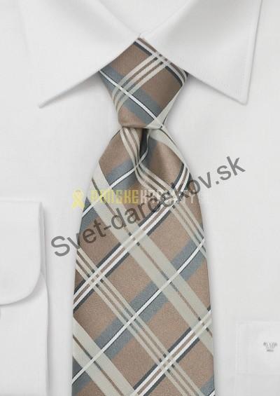 Schottenkaros- kravata v károvanom vzore, v hnedom odtieni