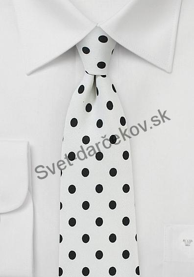 Marullo biela kravata s čiernym bodkovaním