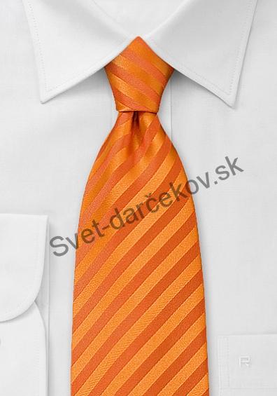 Granada pomarančová kravata s pruhovaním