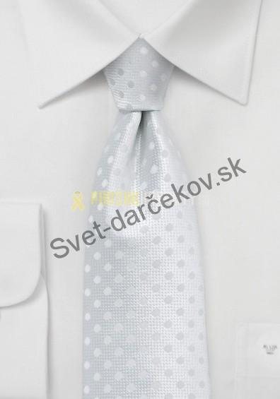 Posa biela kravata s bodkovaním 