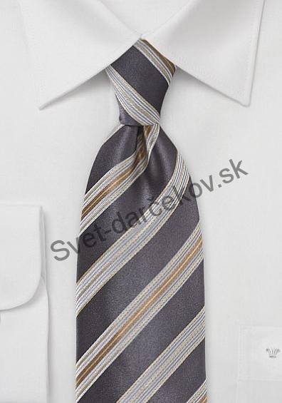 Predĺžená hodvábna kravata Scafati strieborno zlatá