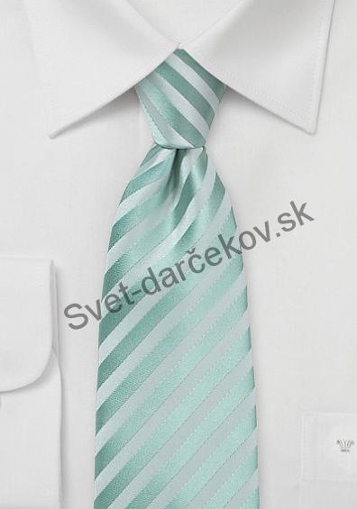 Granada kravata mentolovo zelenej farby s pruhovaním