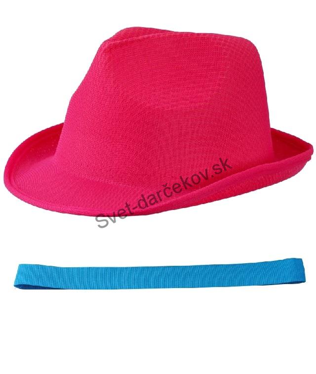 Letný magentový klobúk s tyrkysovým  lemom 