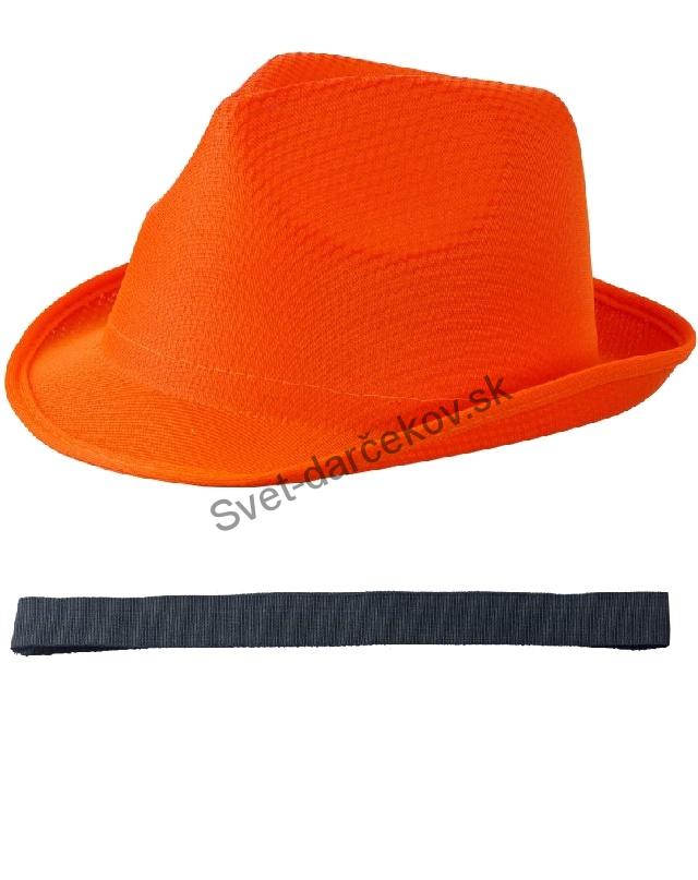 Letný oranžový klobúk s čiernym  lemom 