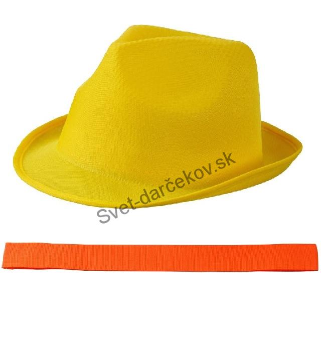 Letný žltý klobúk s čiernym  lemom 