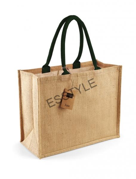 Jutová nákupná taška Esstyle - prírodná / zelená