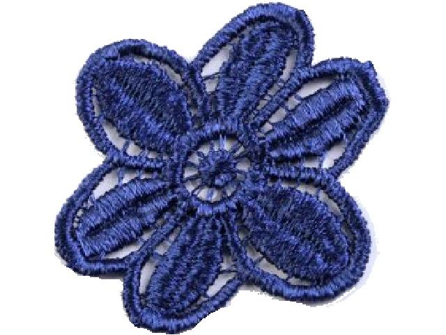 Čipková aplikácia / vsadka - kvet - modrá-5cm