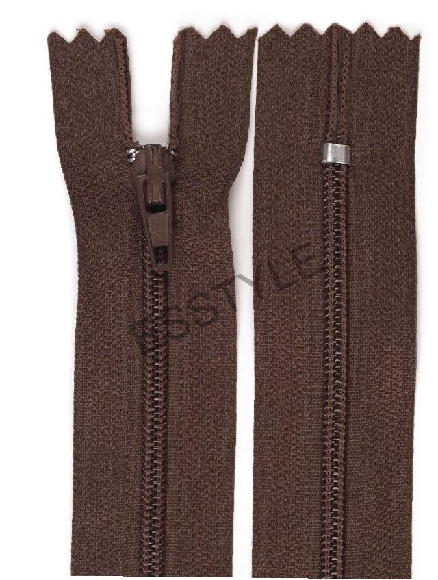 Špirálový zips šírka 3 mm dĺžka 25 cm pinlock -  hnedá