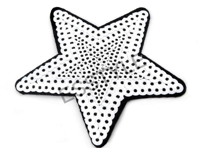 Nažehlovačka hviezda 7cm - biela