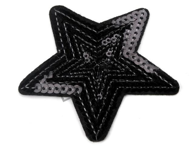 Nažehlovačka hviezda 7cm - čierna