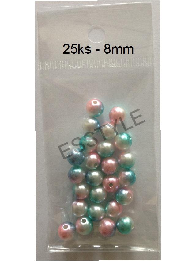 Dúhové preličky tyrkysové - plastové 8mm - 25ks