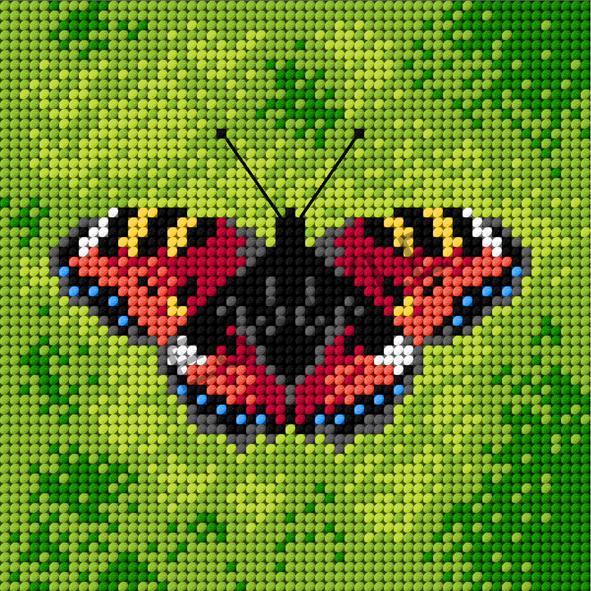Predloha na vyšívanie 15x15cm - motýľ babôčka pŕhľavová