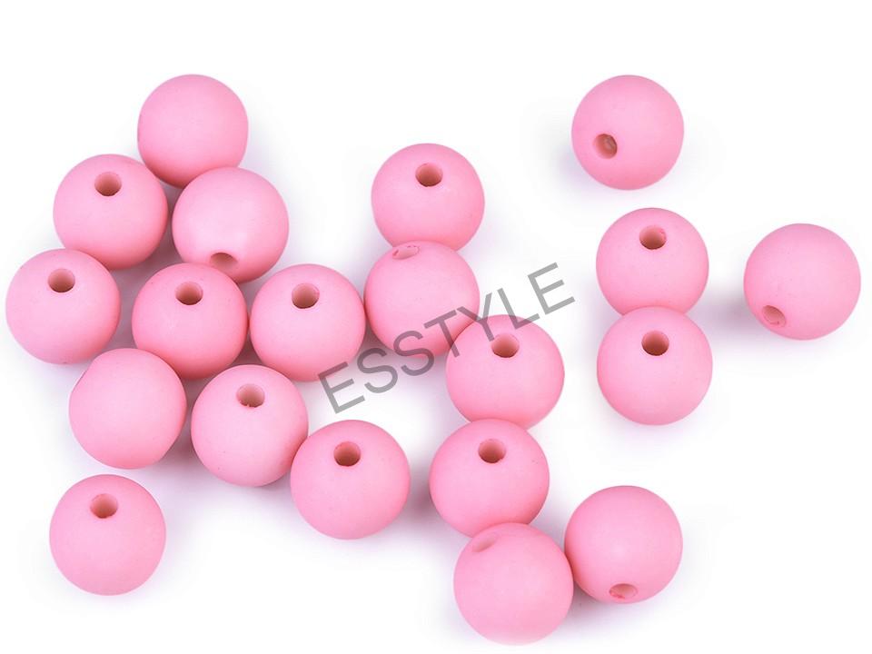 Plastové koráliky matné priemer 10 mm - bledo ružové