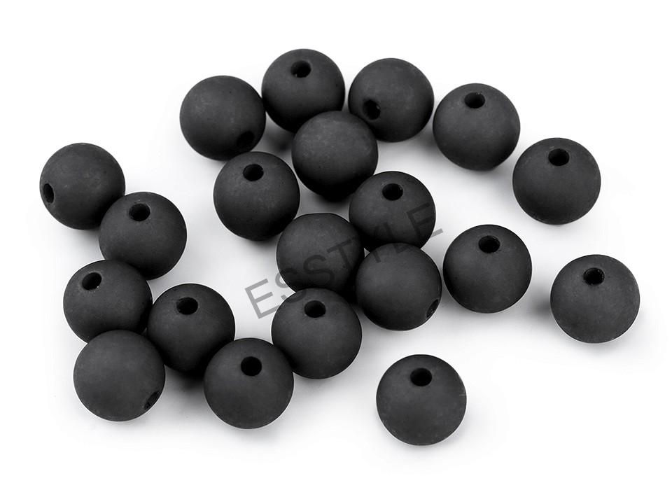 Plastové koráliky matné priemer 10 mm - tmavo šedé