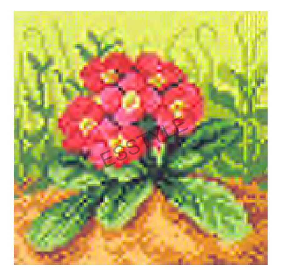 Predloha na vyšívanie 15x15cm - červené kvety