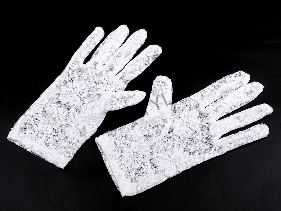 Spoločenské rukavice čipkované - biele