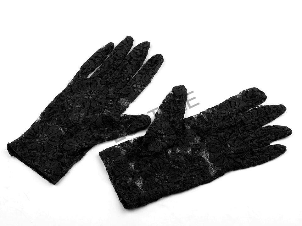 Spoločenské rukavice čipkované - čierne