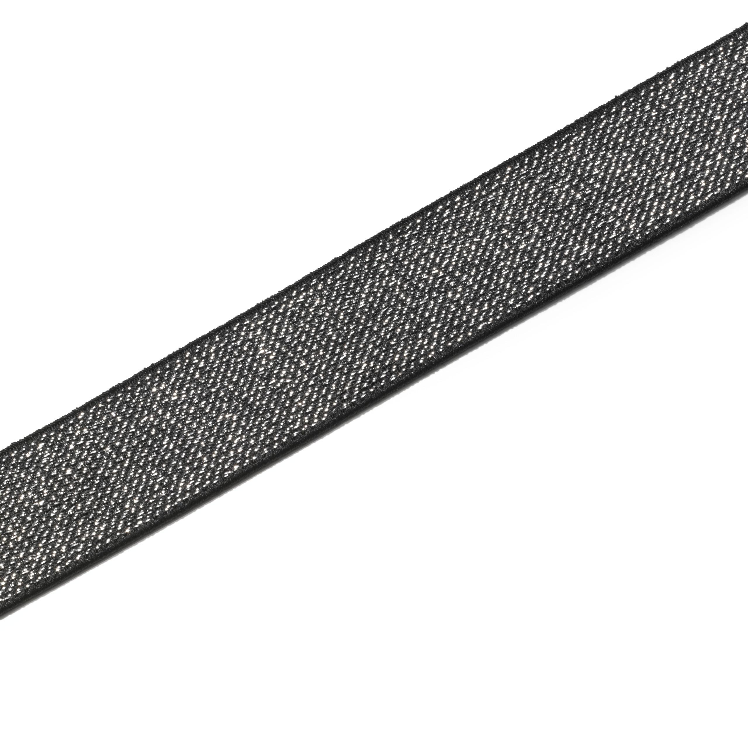 Guma odevná metalická 25 mm-strieborno čierna