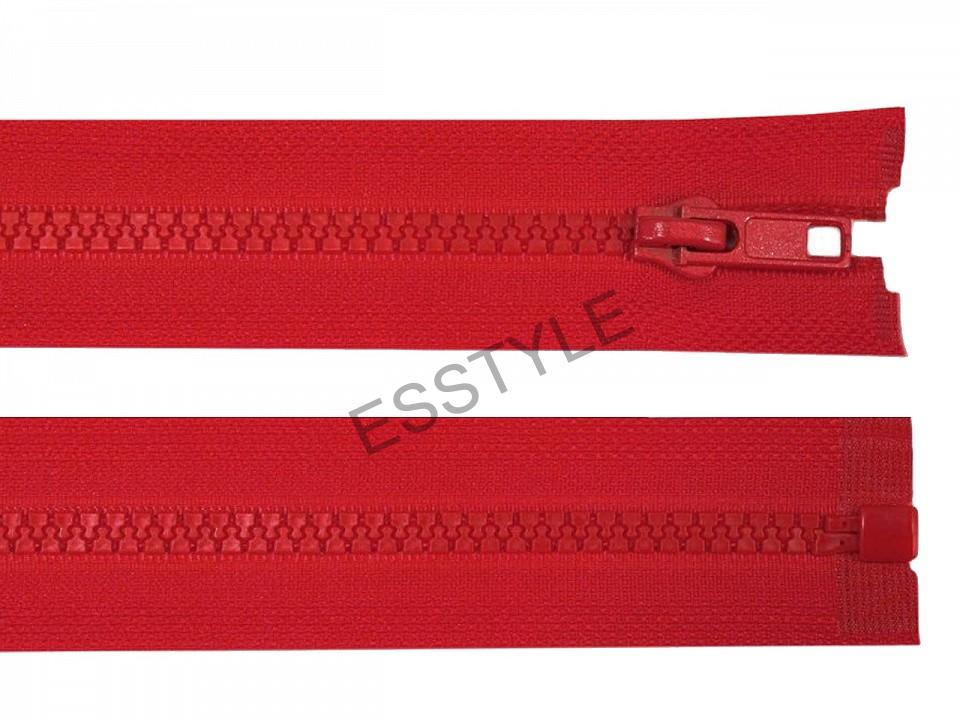 Kostený zips bundový 6mm - 80cm - červený