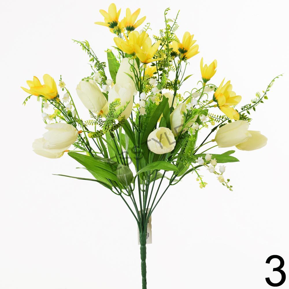 Kytica jarná tulipány a kvietky - bledo žltá