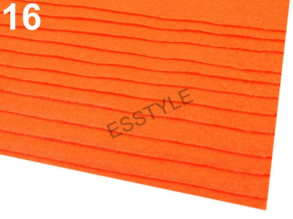 Látková dekoratívna plsť / filc 20x30 cm - oranžová