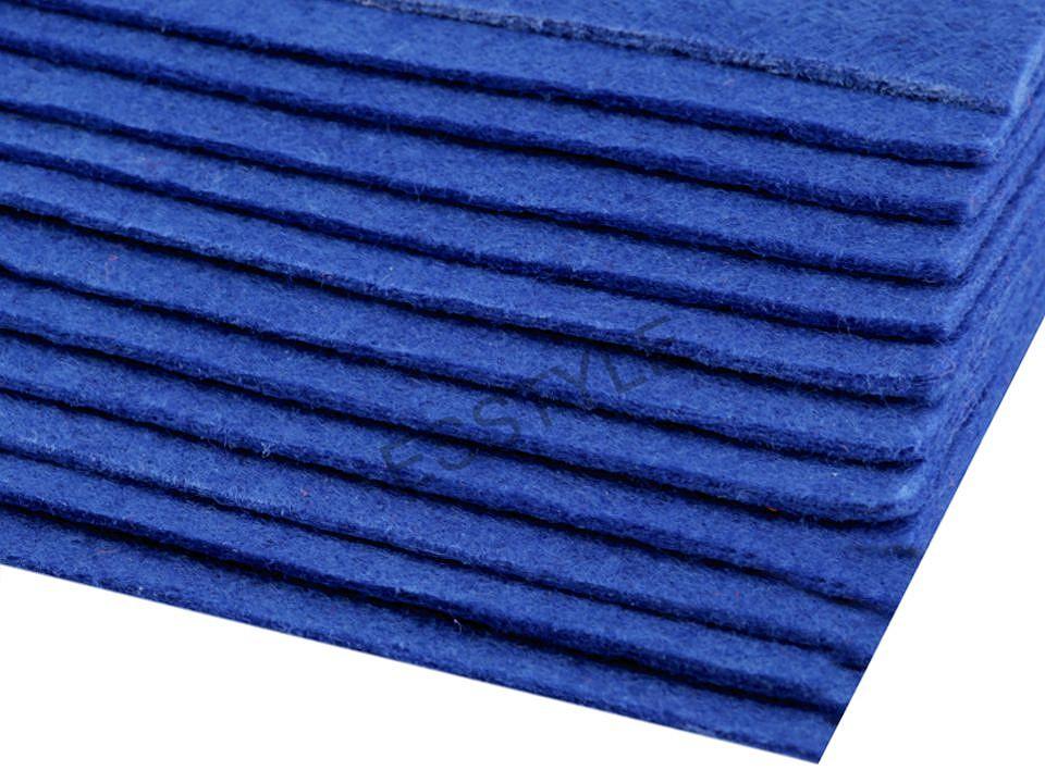 Látková dekoratívna plsť / filc hrúbka 3mm, 20x30 cm - sýto modrá