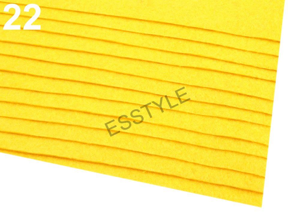 Látková dekoratívna plsť / filc 20x30 cm - žltá