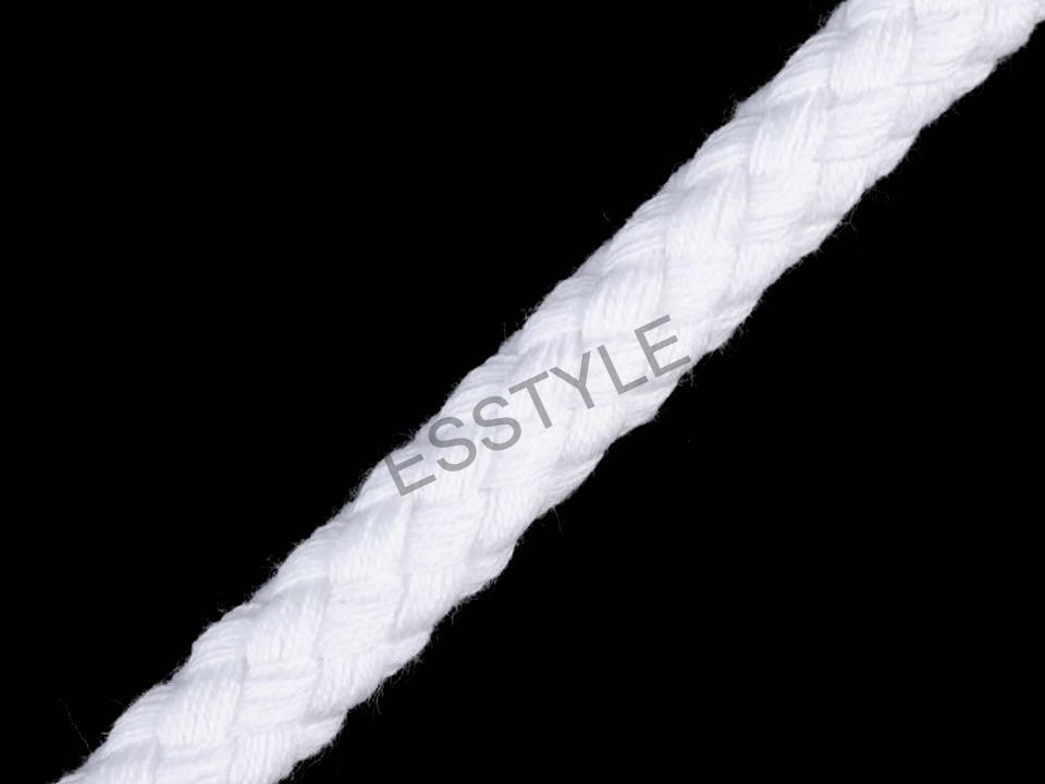 Bavlnená šnúra priemer 8,8 mm splietaná - biela