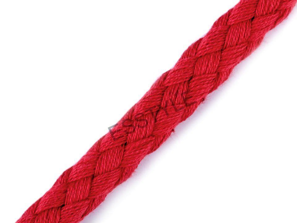 Bavlnená šnúra priemer 8,8 mm splietaná - červená