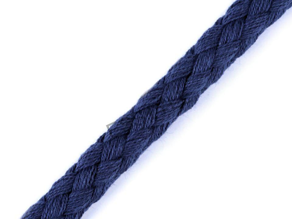 Bavlnená šnúra priemer 8,8 mm splietaná - tmavo modrá