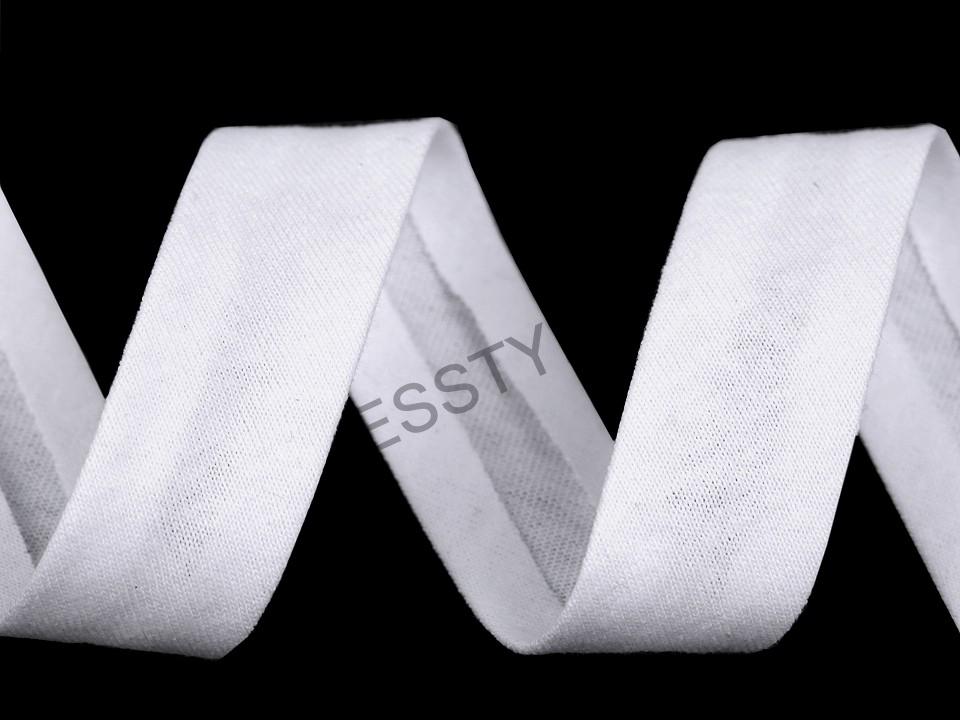 Šikmý prúžok bavlnený elastický šírka 20 mm - biela