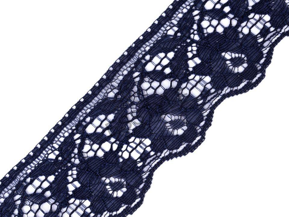 Silónová čipka-krajka šírka 67 mm - tmavo modrá
