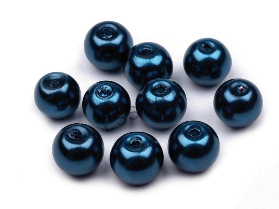 Sklenené voskové perly priemer 8 mm - parížska modrá