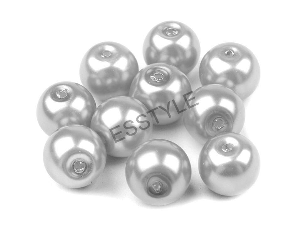 Sklenené voskové perly priemer 8 mm - strieborná svetlá