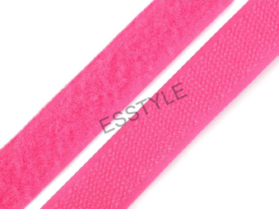 Suchý zips háčik + plyš šírka 20 mm - ružový